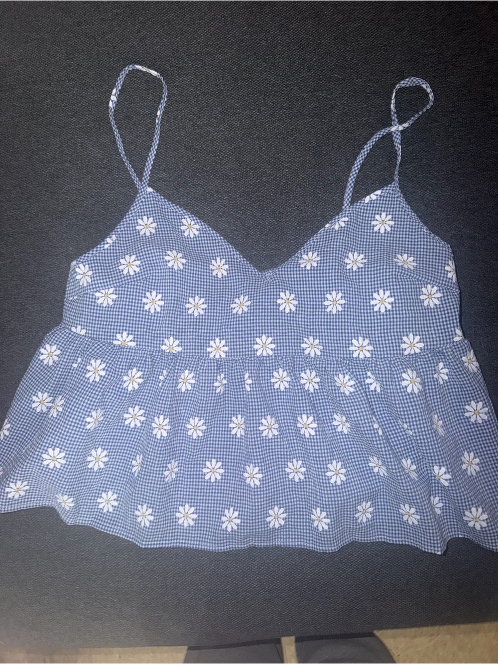 Sweaty Rocks Blue Daisy Spaghetti Strap Peplum Top NWT